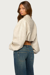 Naeva Cropped Faux Leather Jacket