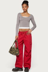 Maira Long Sleeve Constrast Layered Top
