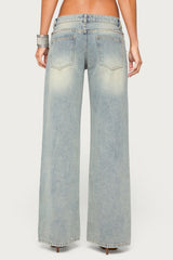 Teala Studded Low Rise Baggy Jeans