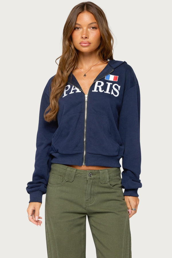 Paris Zip Up Hoodie