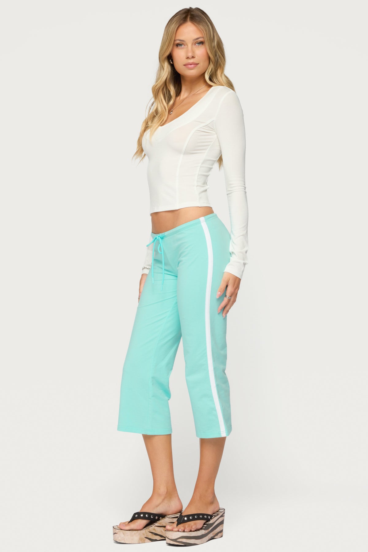 Milene Contrast French Terry Capri Trousers