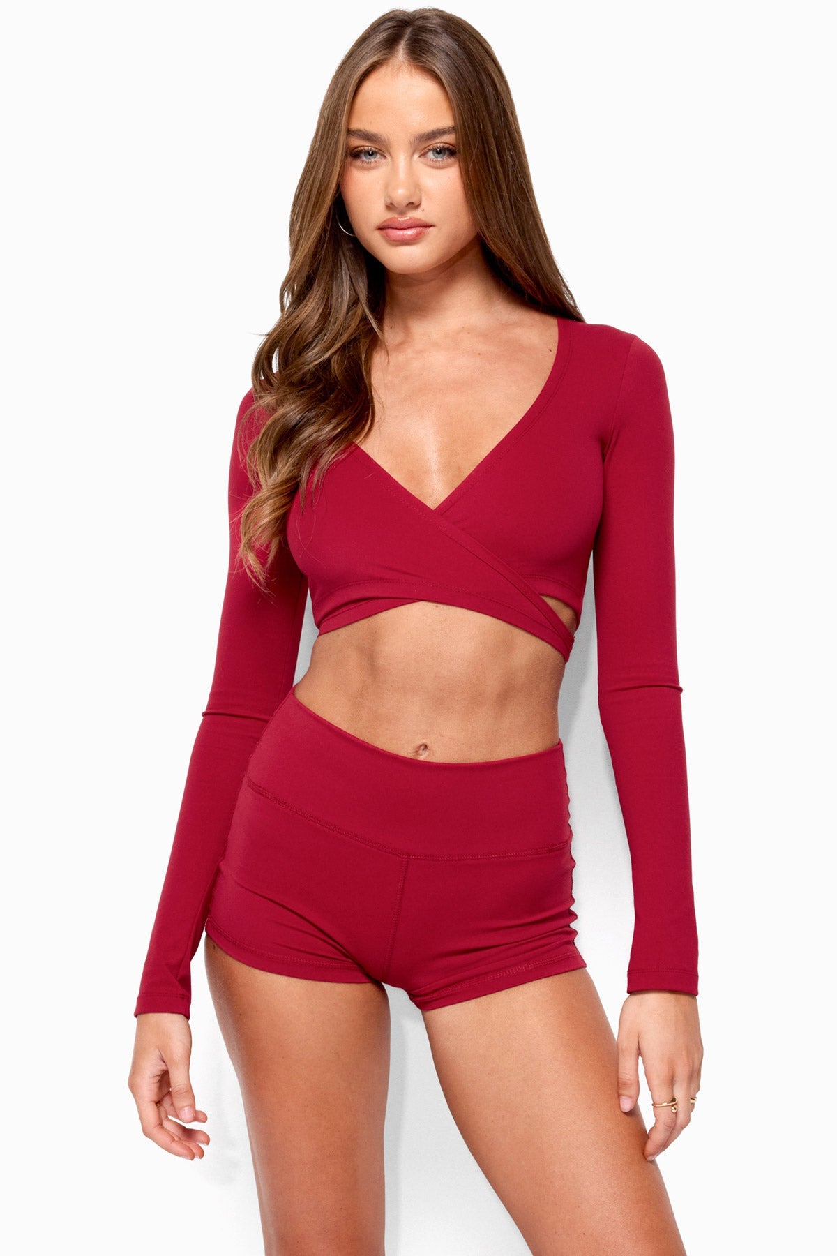 Elinor Long Sleeve Wrap Crop Top