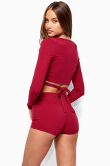 Elinor Long Sleeve Wrap Crop Top