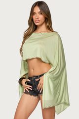 Haily Studded Cape Crop Top