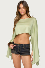Haily Studded Cape Crop Top
