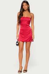 Nali Satin Effect Strapless Mini Dress