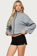 Olysa High Neck Oversized Fleece Jacket
