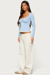 Erla Lacey Long Sleeve Babydoll Top
