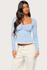 Erla Lacey Long Sleeve Babydoll Top