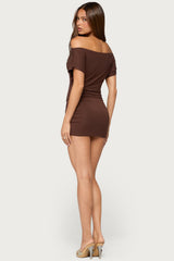 Haely Off Shoulder Keyhole Mini Dress