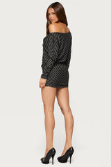 Maely Off Shoulder Striped Mini Dress