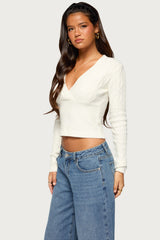 Kitti V Neck Cable Knit Sweater