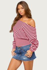 Brida Striped Off Shoulder Sweater