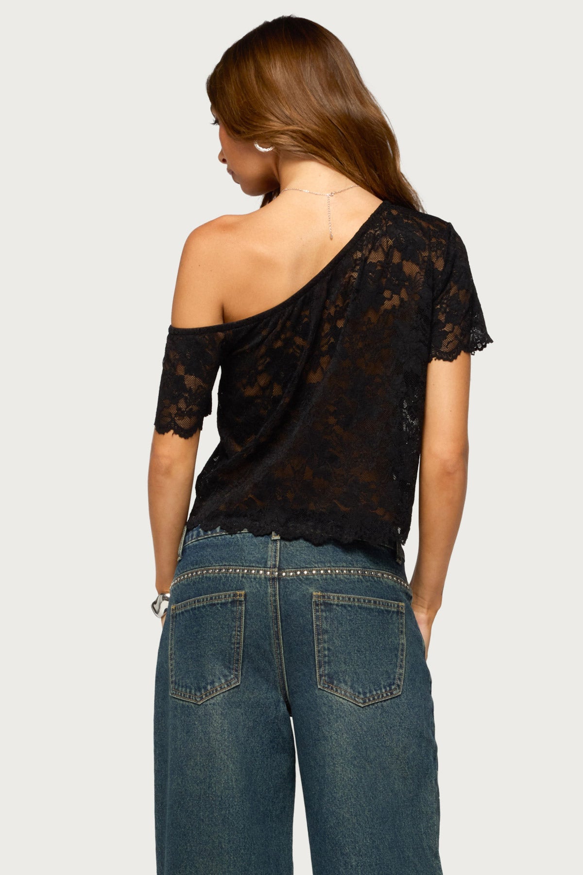 Elenora Off Shoulder Sheer Lace Top