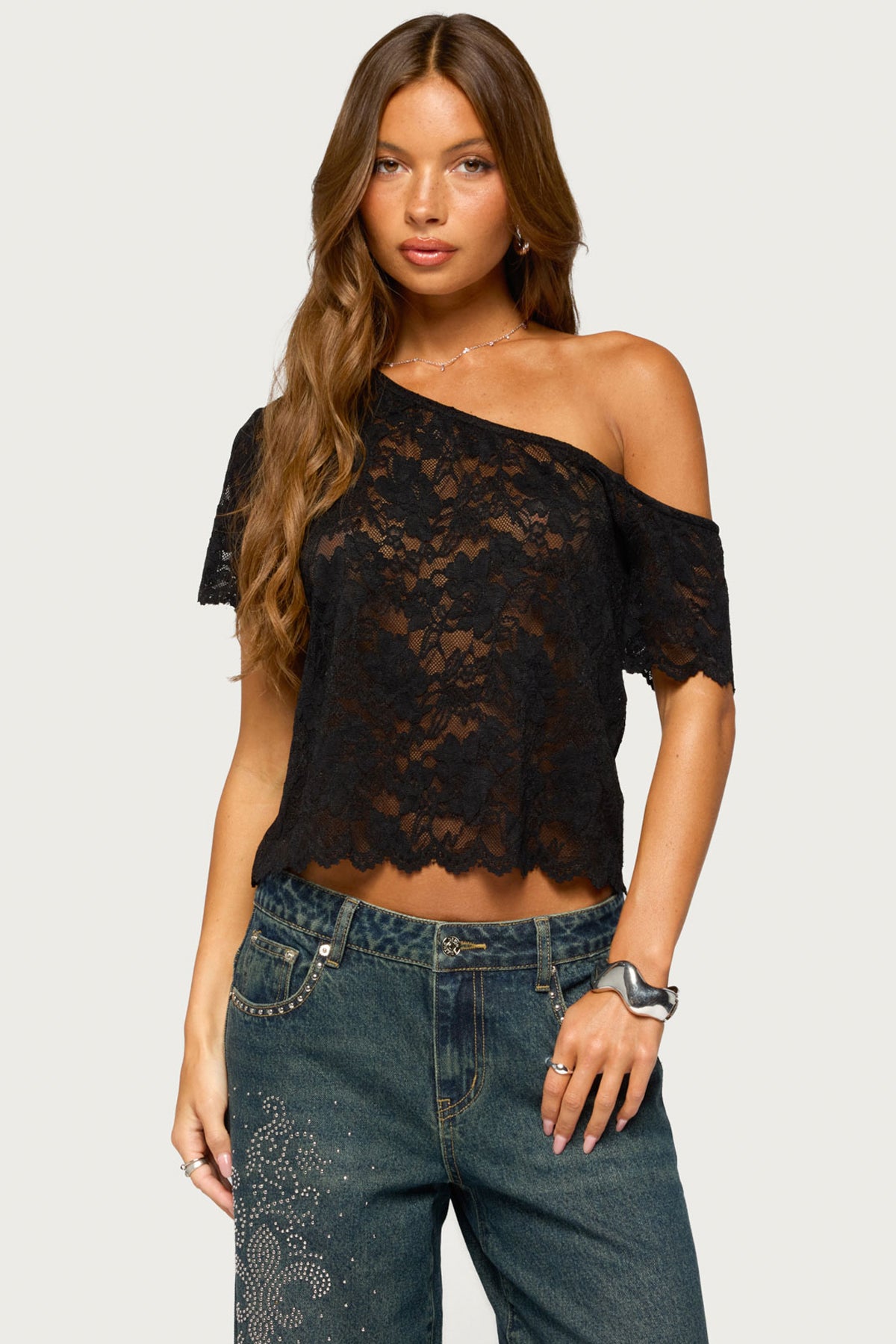 Elenora Off Shoulder Sheer Lace Top