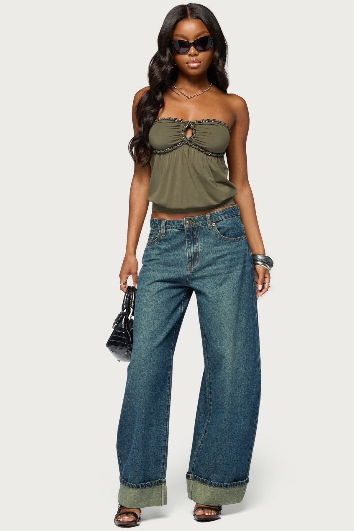 Vaela Strapless Chain Bubble Top
