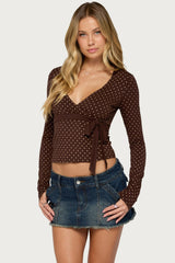 Ilen Polka Dot Wrap Top