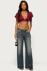Sherly Lace Flutter Sleeve Crop Top