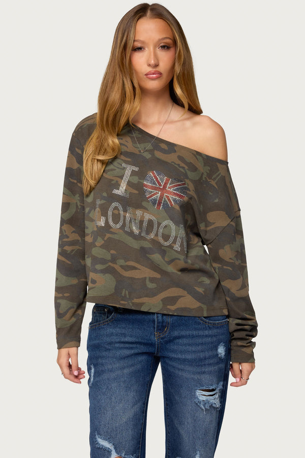 Camo Rhinestone London Top view 1