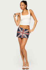 England Lover Studded Faux Leather Skort