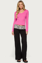 Yasmeen Long Sleeve Waffle Top