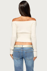 Bealey Off Shoulder Ribbed Wrap Sweater
