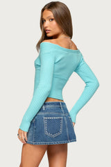 Bealey Off Shoulder Ribbed Wrap Sweater