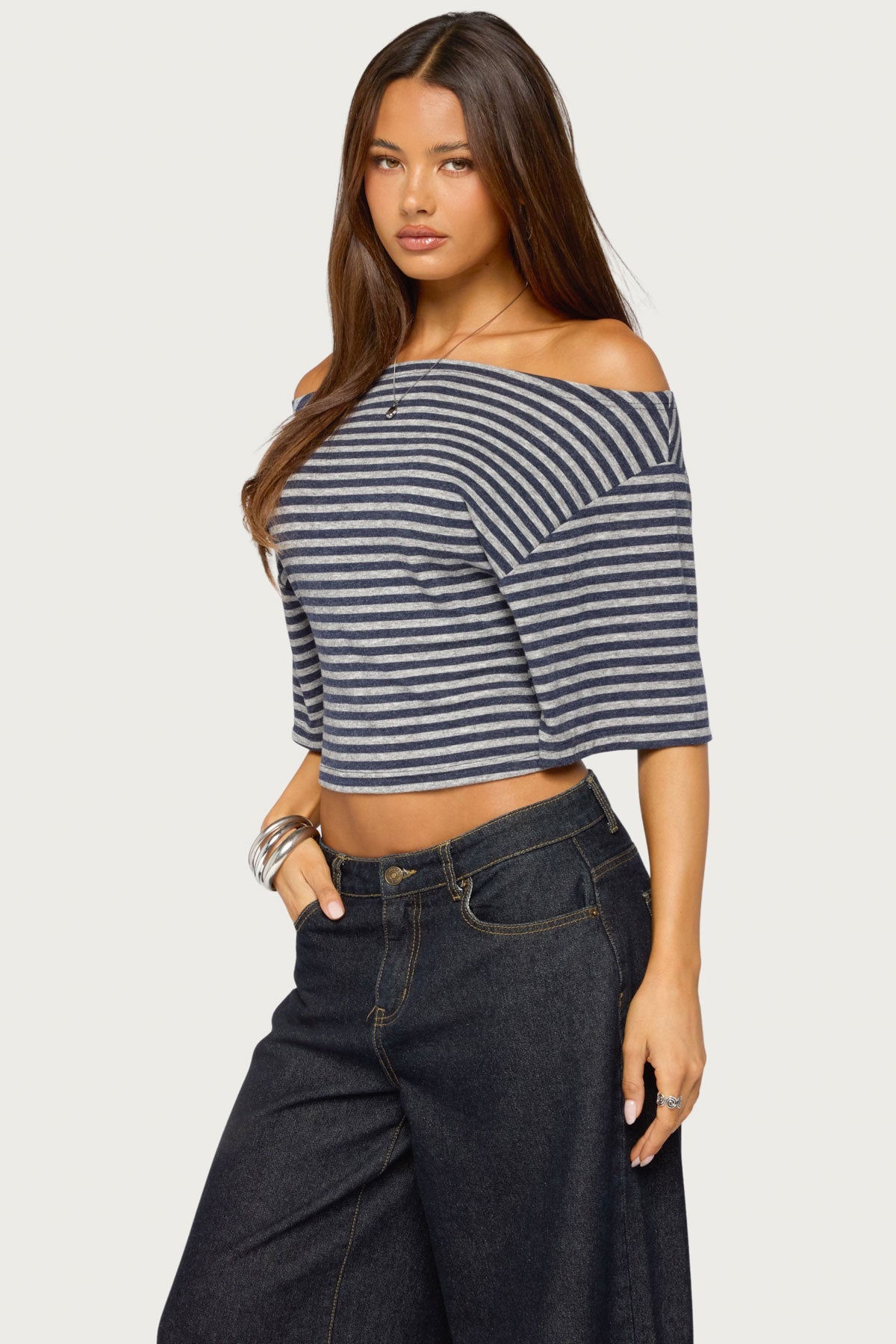 Jadan Striped Off Shoulder Top
