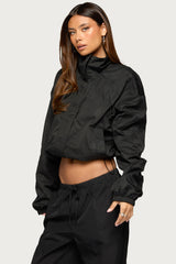 Corinne Nylon Oversized High Neck Jacket