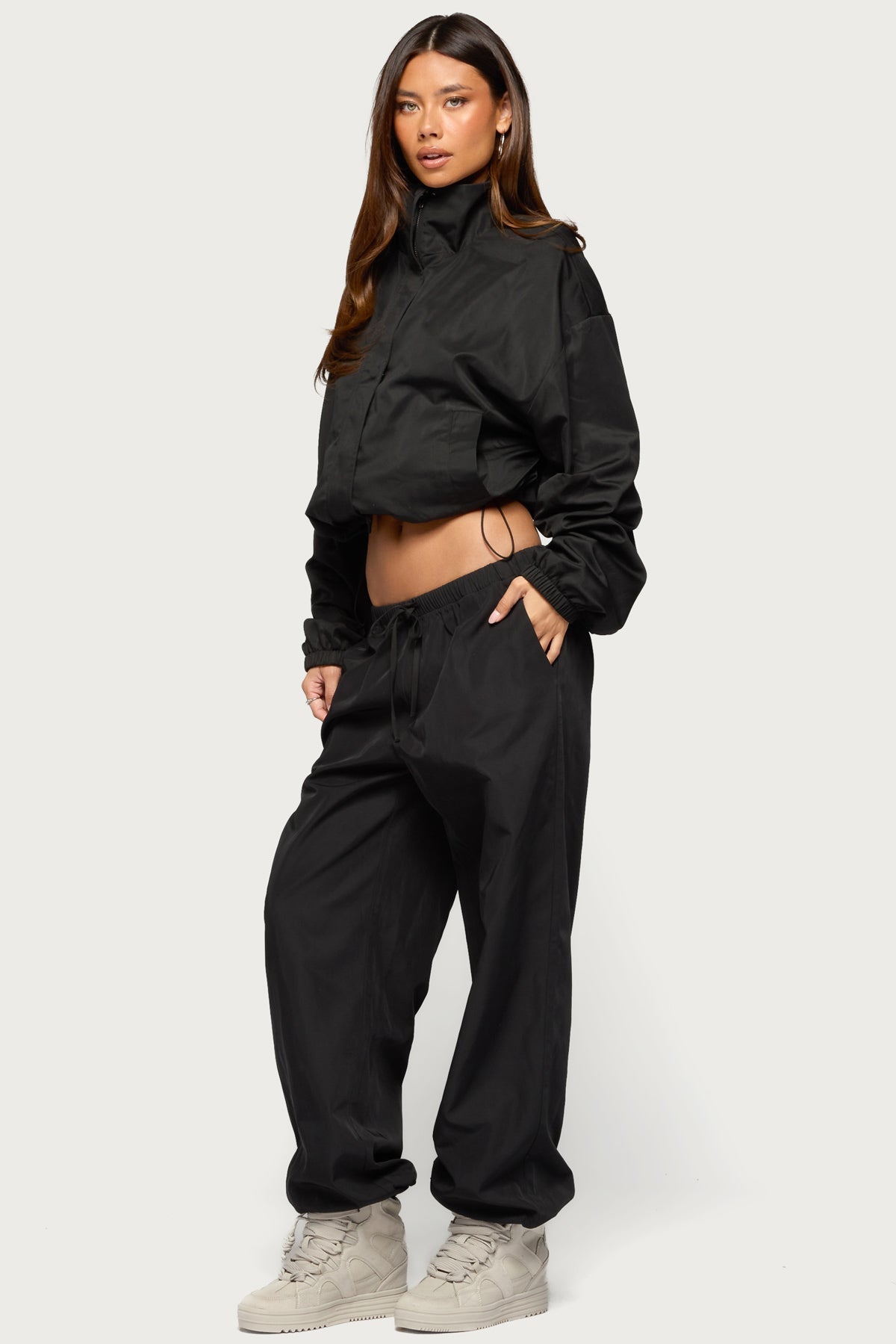 Corinne Nylon Oversized High Neck Jacket