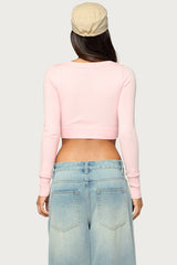 Tammee Knit Henley Crop Top