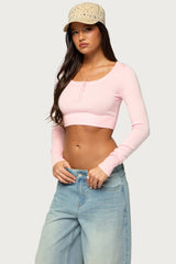 Tammee Knit Henley Crop Top