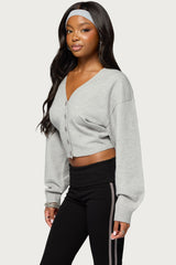 Jiara Balloon Sleeve V Neck Cardigan