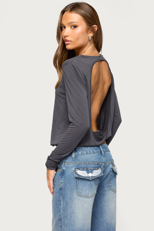 Kinslee Backless Long Sleeve Top