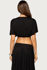 Dida Cropped Beaded V Neck Top