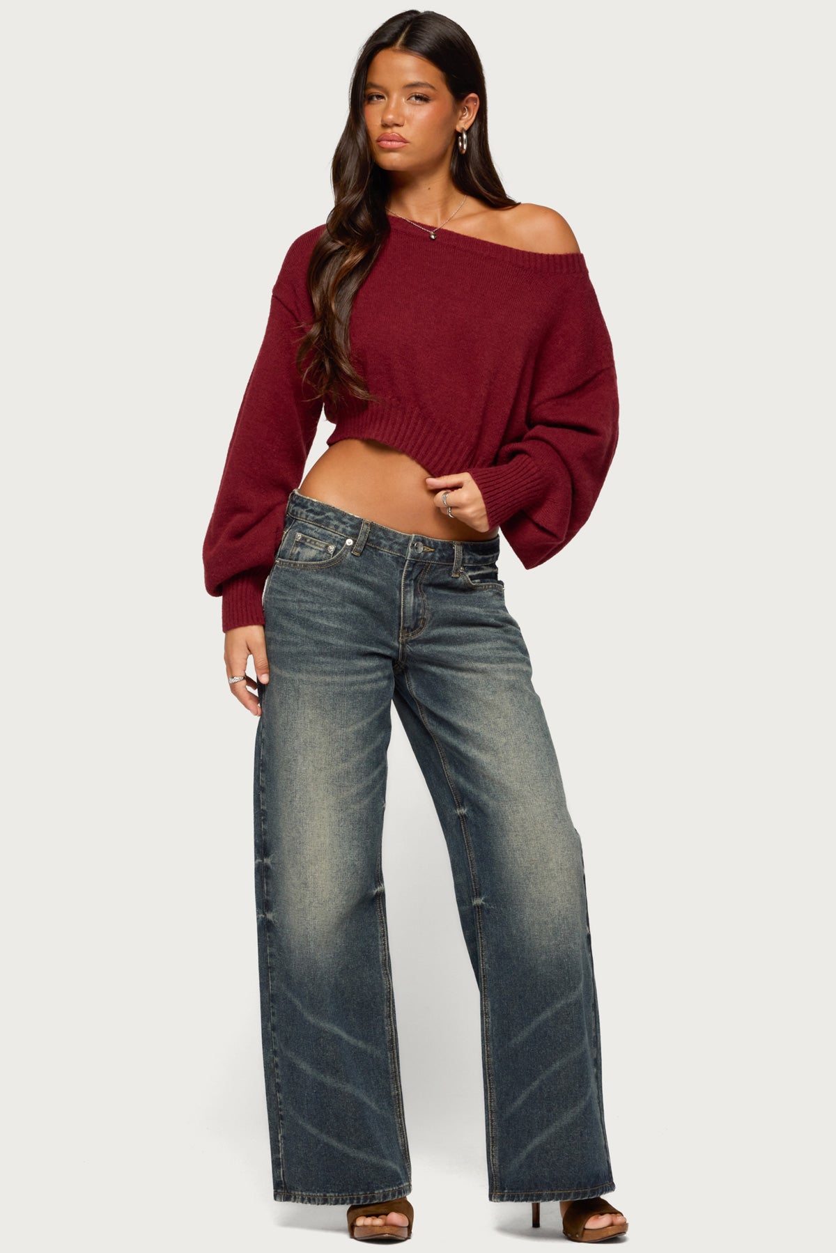 Karsen Off Shoulder Cropped Sweater