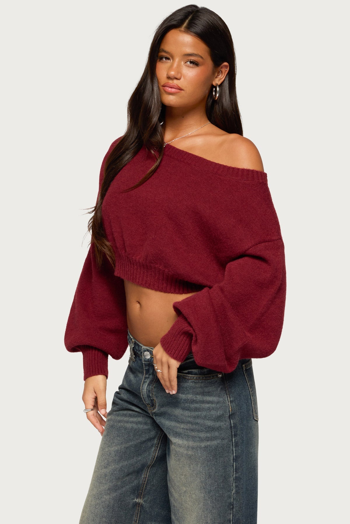 Karsen Off Shoulder Cropped Sweater