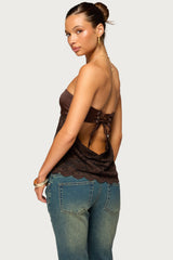 Laely Lacey Satin Effect Strapless Top