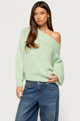 Lanka Oversized Off Shoulder Knit Sweater
