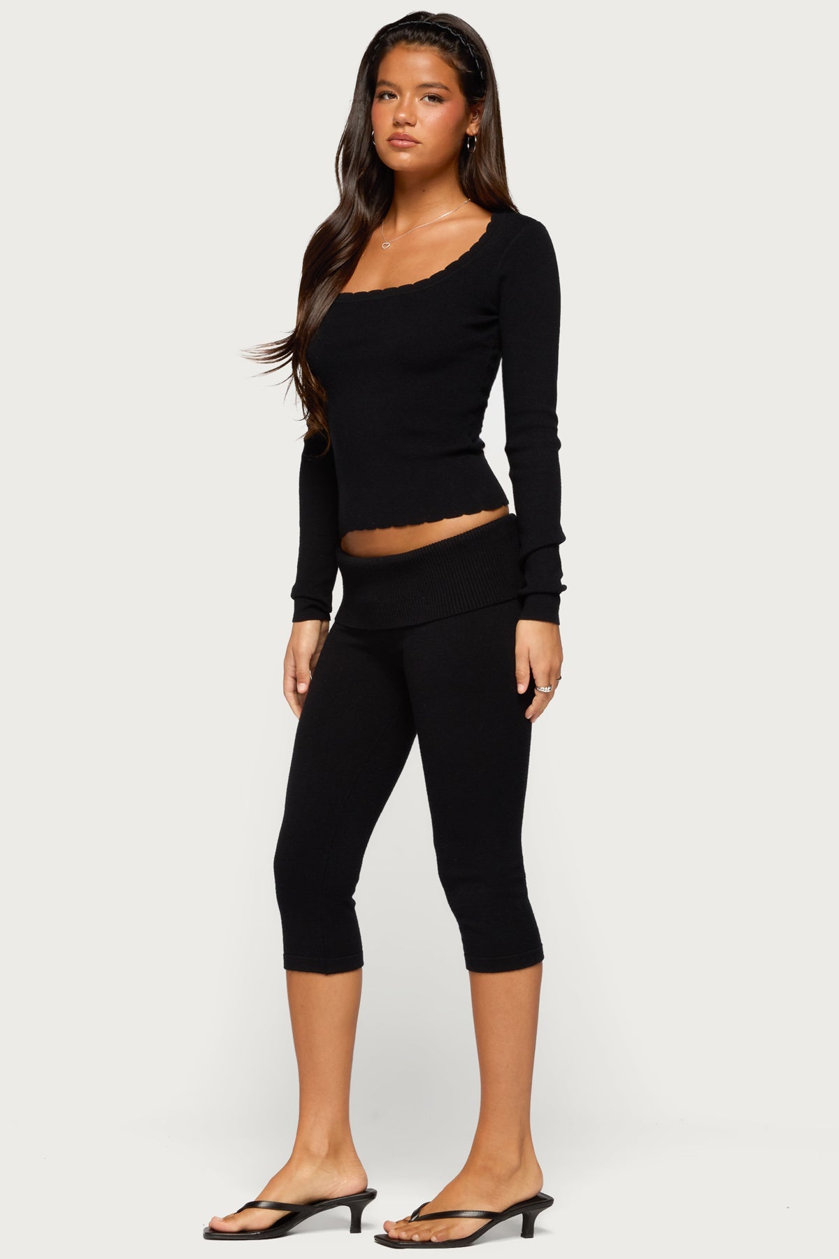 Raira Scalloped Knit Long Sleeve Top