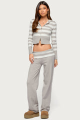 Rasha Striped Knit Zip Up Hoodie