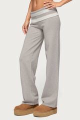 Rasha Striped Foldover Knit Trousers