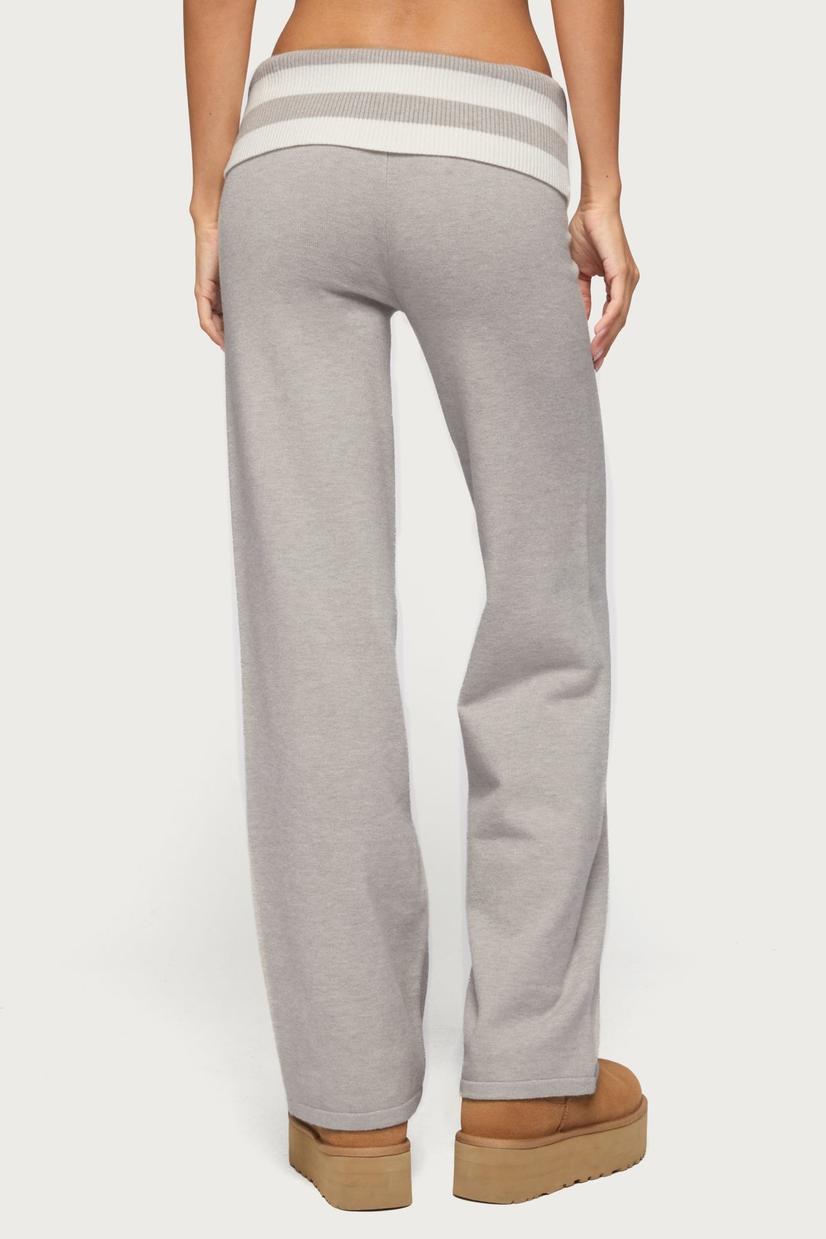 Rasha Striped Foldover Knit Trousers