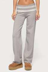 Rasha Striped Foldover Knit Trousers