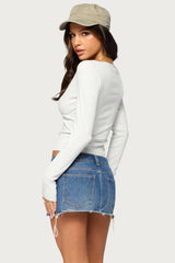 Nogi Overlap V Neck Long Sleeve Top
