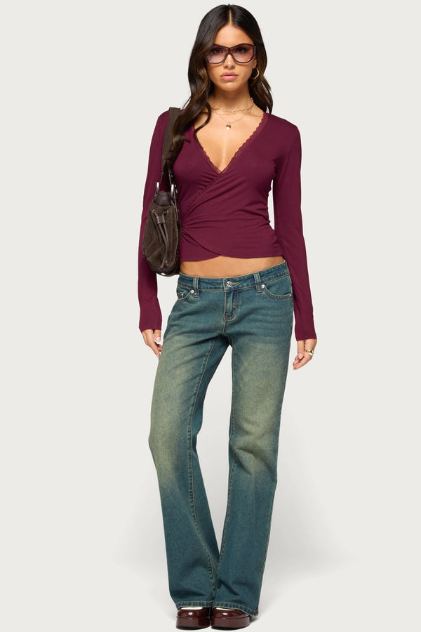 Camri Lacey Long Sleeve Wrap Top