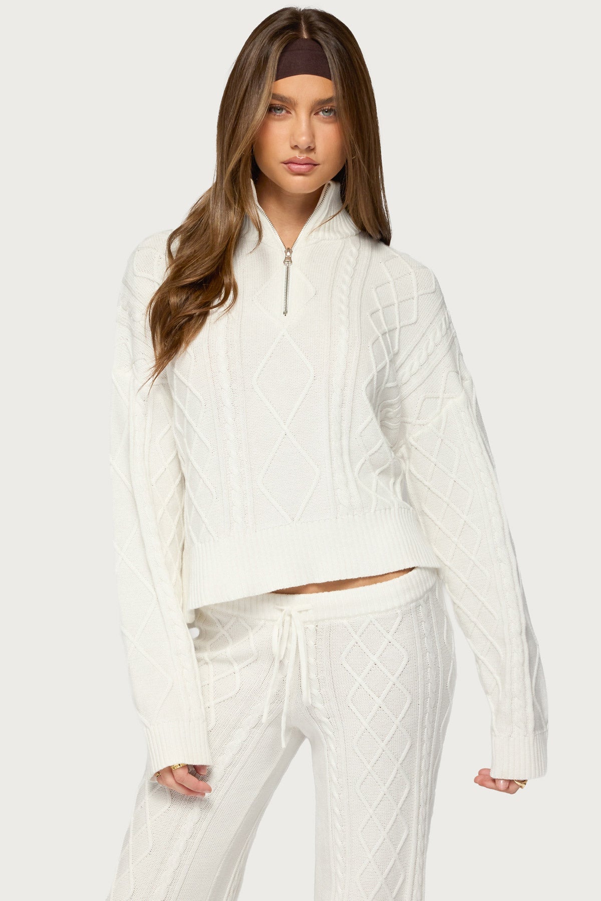 Fika Quarter Zip Cable Knit Sweater