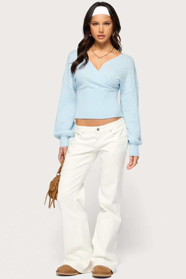 Mayan Pointelle Knit Wrap Sweater view 2