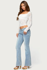 Paisleigh Sheer Lace Long Sleeve Top
