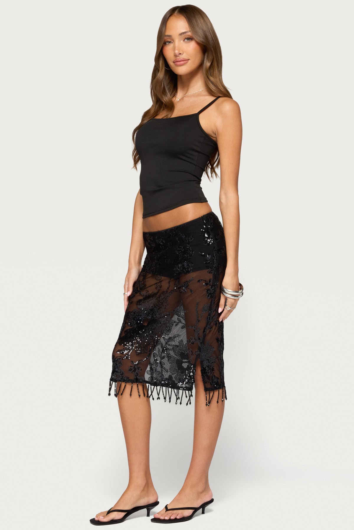 Hilly Beaded Fringe Midi Skort